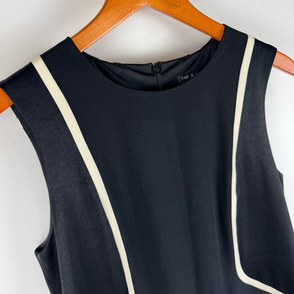 Rag & Bone Sleeveless Tuxedo Style Black Top with White Accents - Picture 2 of 11